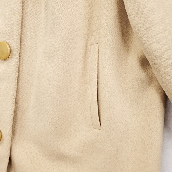 Vintage 60s 100% Cashmere Women's Tan Winter Coat Fur Jacket - Picture 3 of 16